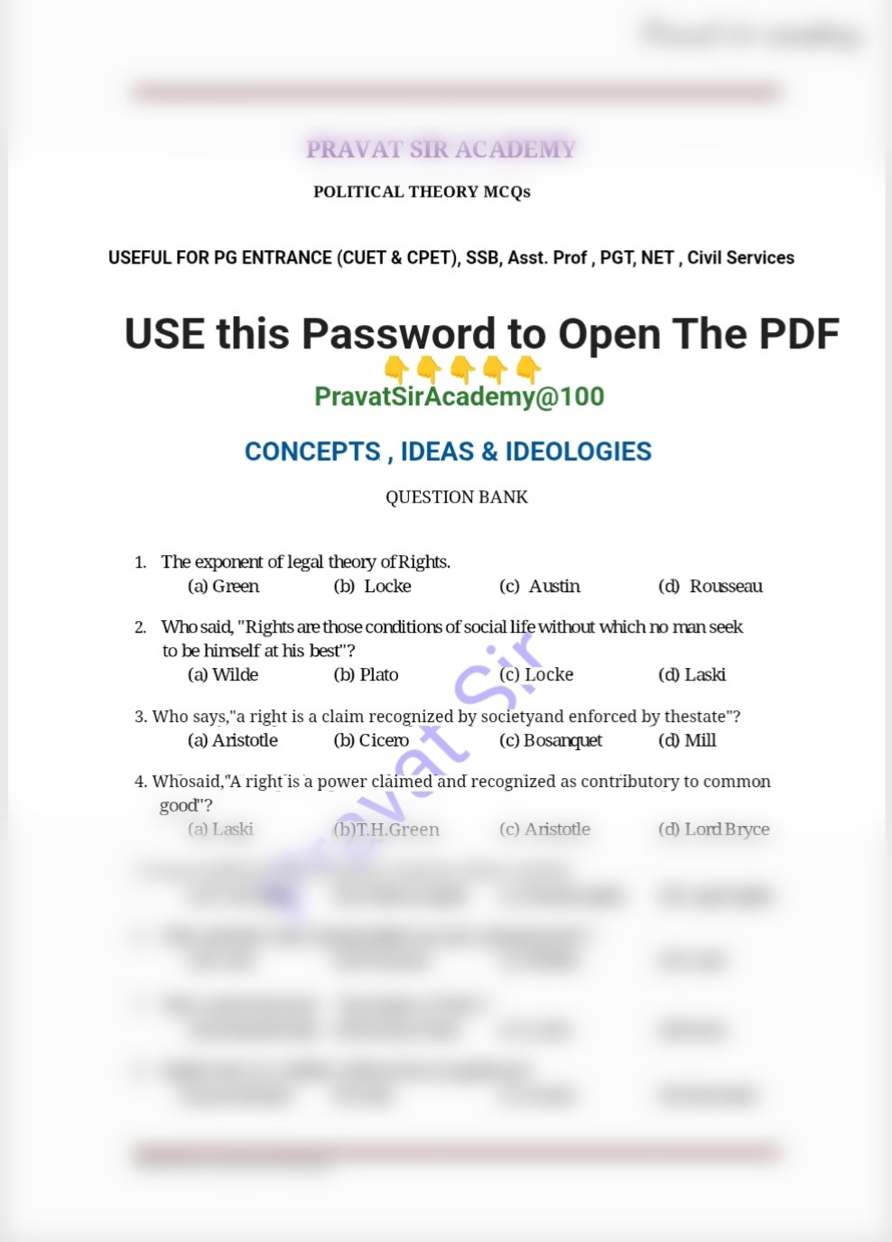 Political Theory MCQs PDF